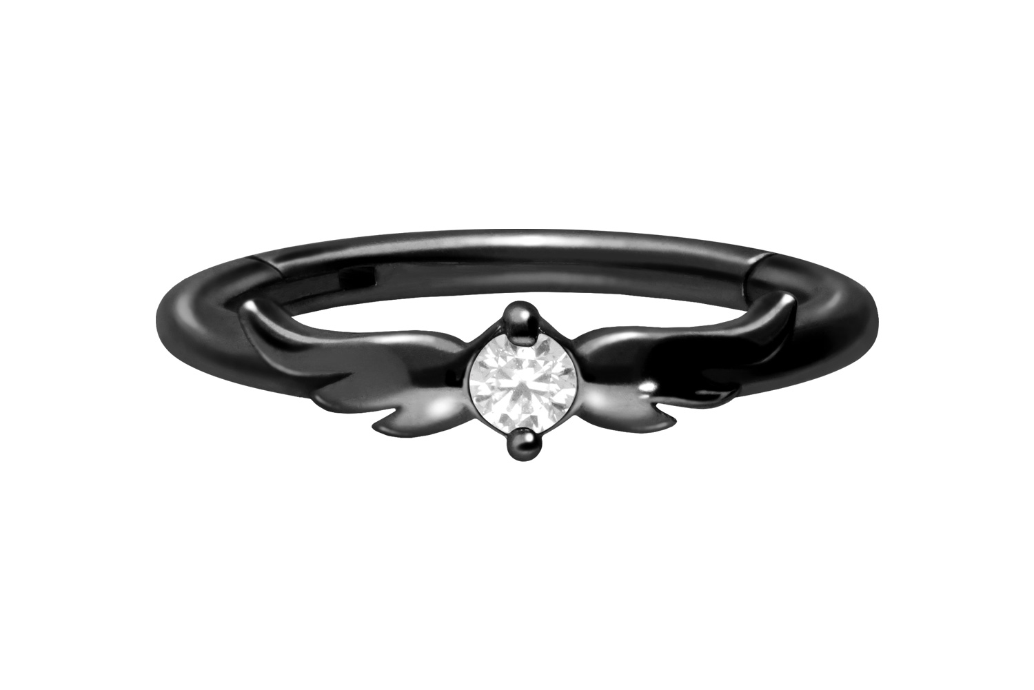 Chirurgenstahl Segmentring Clicker Piercing FLÜGEL + KRISTALL ++SALE++